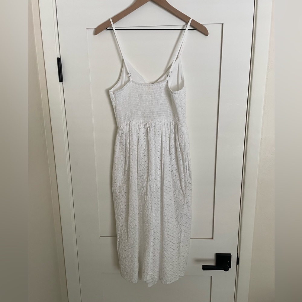 Japna White Sleeveless Eyelet Midi Sundress with Buttons - Picture 3 of 4